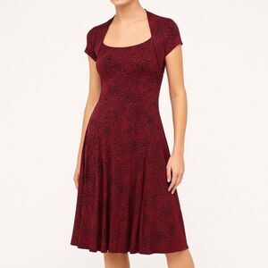 Norma Kamali Dress Size XS Red Snake Print Shrug Top Fit & Flare Knee Length